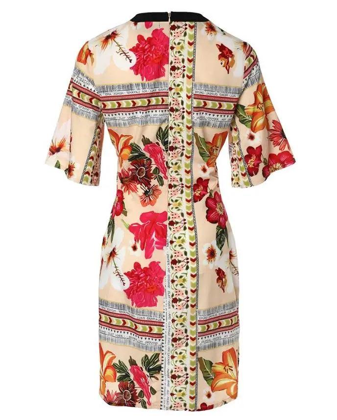 Dresses for Women 2023 Floral Print Half Sleeve Casual Daily Vacation O-neck Mini Straight Dress-THAT FASHION STORE