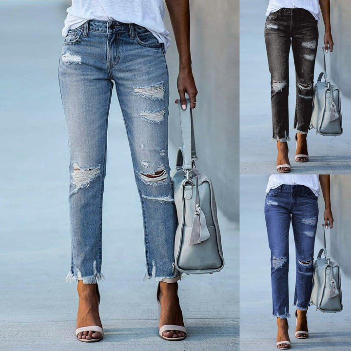 Casual Women's Elasticated Lace-up Slim-fit Jeans Trousers-THAT FASHION STORE