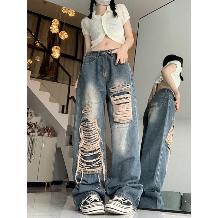 Fashion Holes Jeans Women's Retro High Waist-THAT FASHION STORE