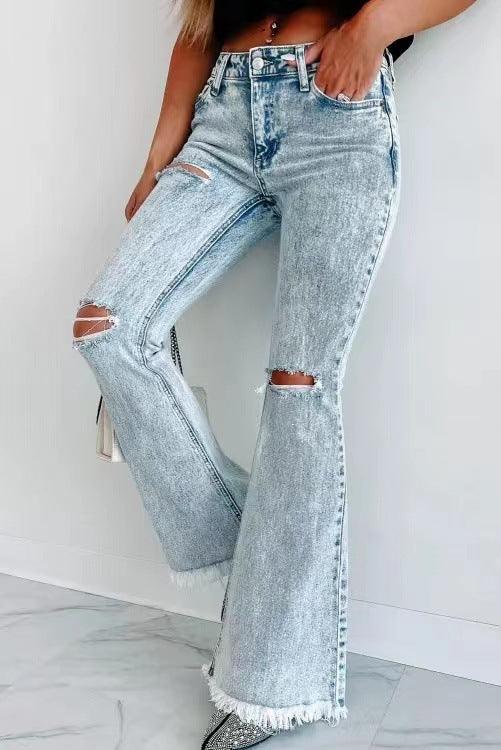 Women's Fashion Wash High Waist Ripped Jeans-THAT FASHION STORE