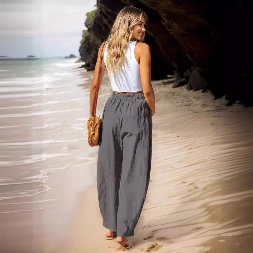 Women's Cotton And Linen Casual Pants Vacation Style - THAT FASHION STORE