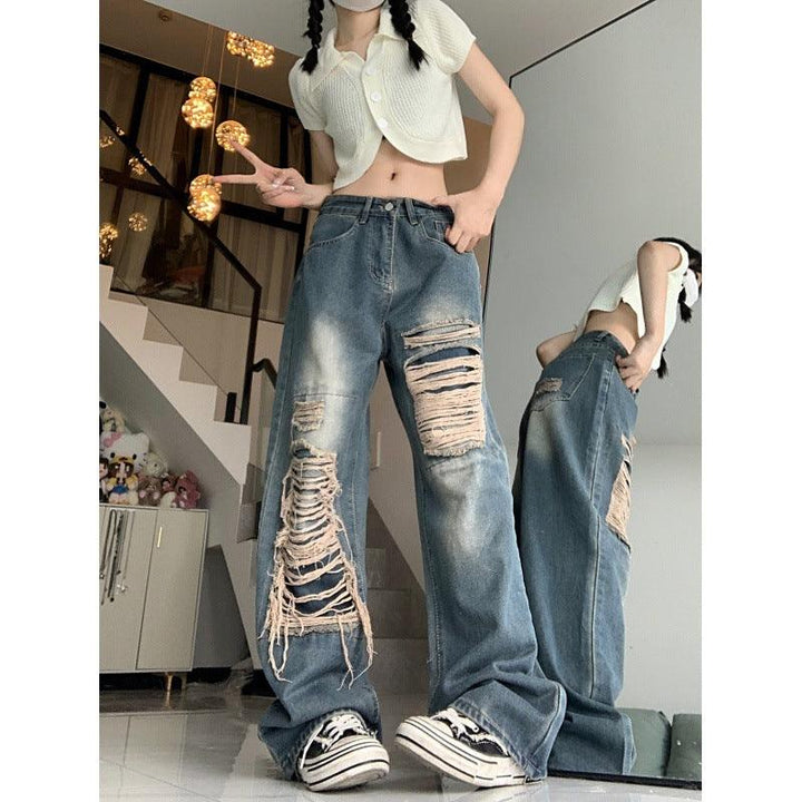 Fashion Holes Jeans Women's Retro High Waist-THAT FASHION STORE