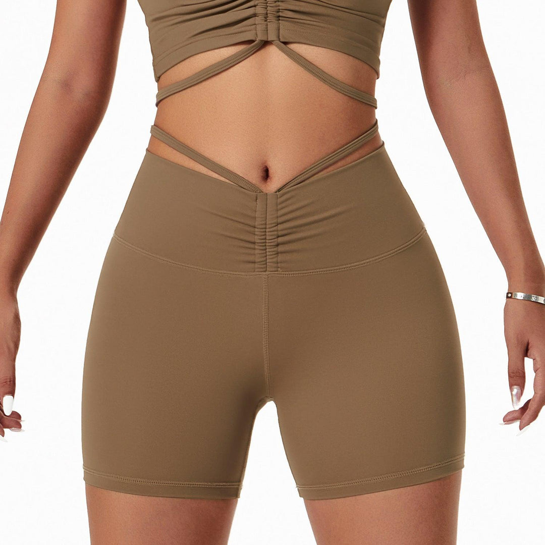 European And American Nude Yoga Shorts Women Wear Running Tights-THAT FASHION STORE