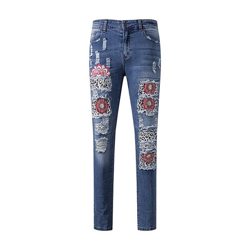 Ripped Jeans Women's Ethnic Style High Waist-THAT FASHION STORE