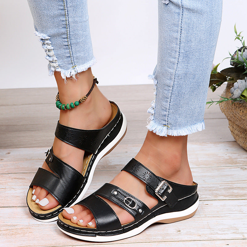 Trendy Plus Size Women’s Casual Hollow-out Wedge Sandals - THAT FASHION STORE