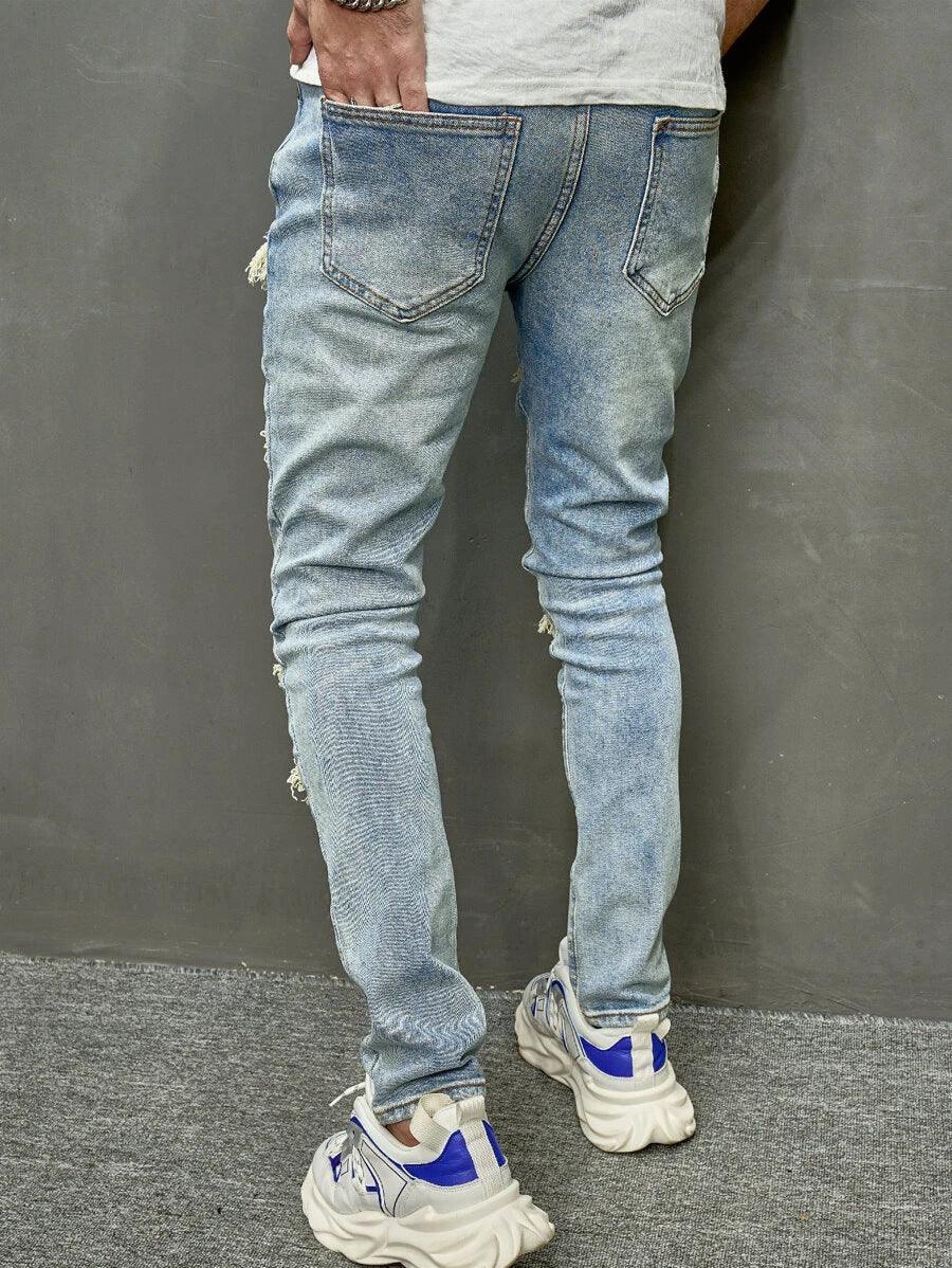 High Quality Men's Worn Skinny Stretch Jeans-THAT FASHION STORE