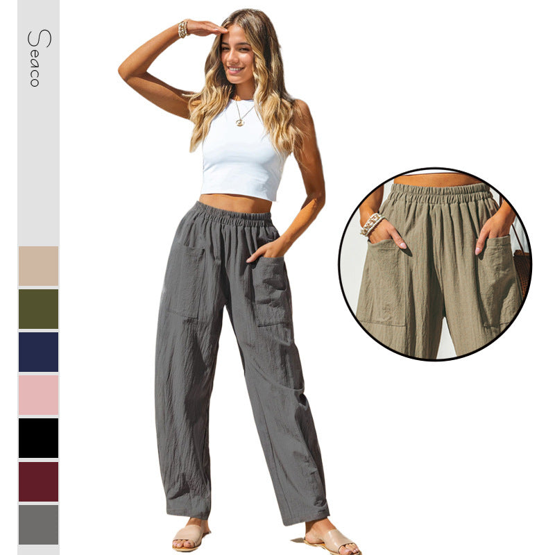 Women's Cotton And Linen Casual Pants Vacation Style - THAT FASHION STORE