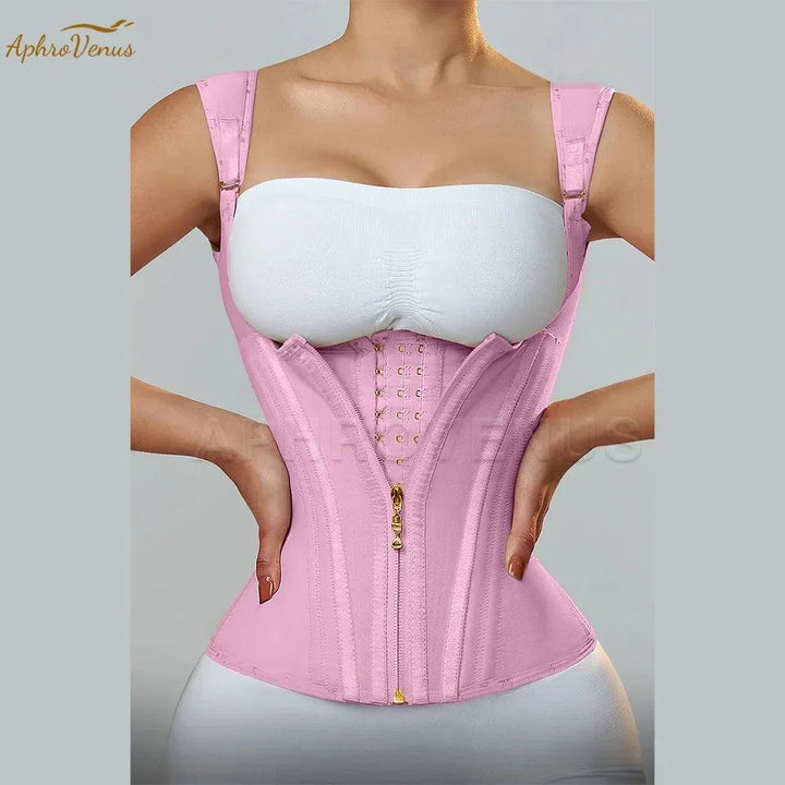 Fajas Colombianas Women Double Compression Waist Trainer Corset with Bone Adjustable Zipper and Hook-eyes Flat Belly Body Shaper-THAT FASHION STORE