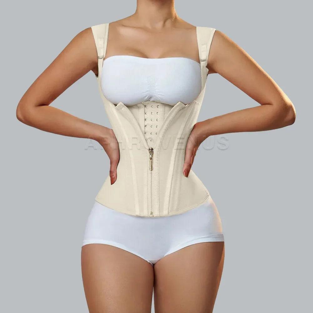 Fajas Colombianas Women Double Compression Waist Trainer Corset with Bone Adjustable Zipper and Hook-eyes Flat Belly Body Shaper-THAT FASHION STORE