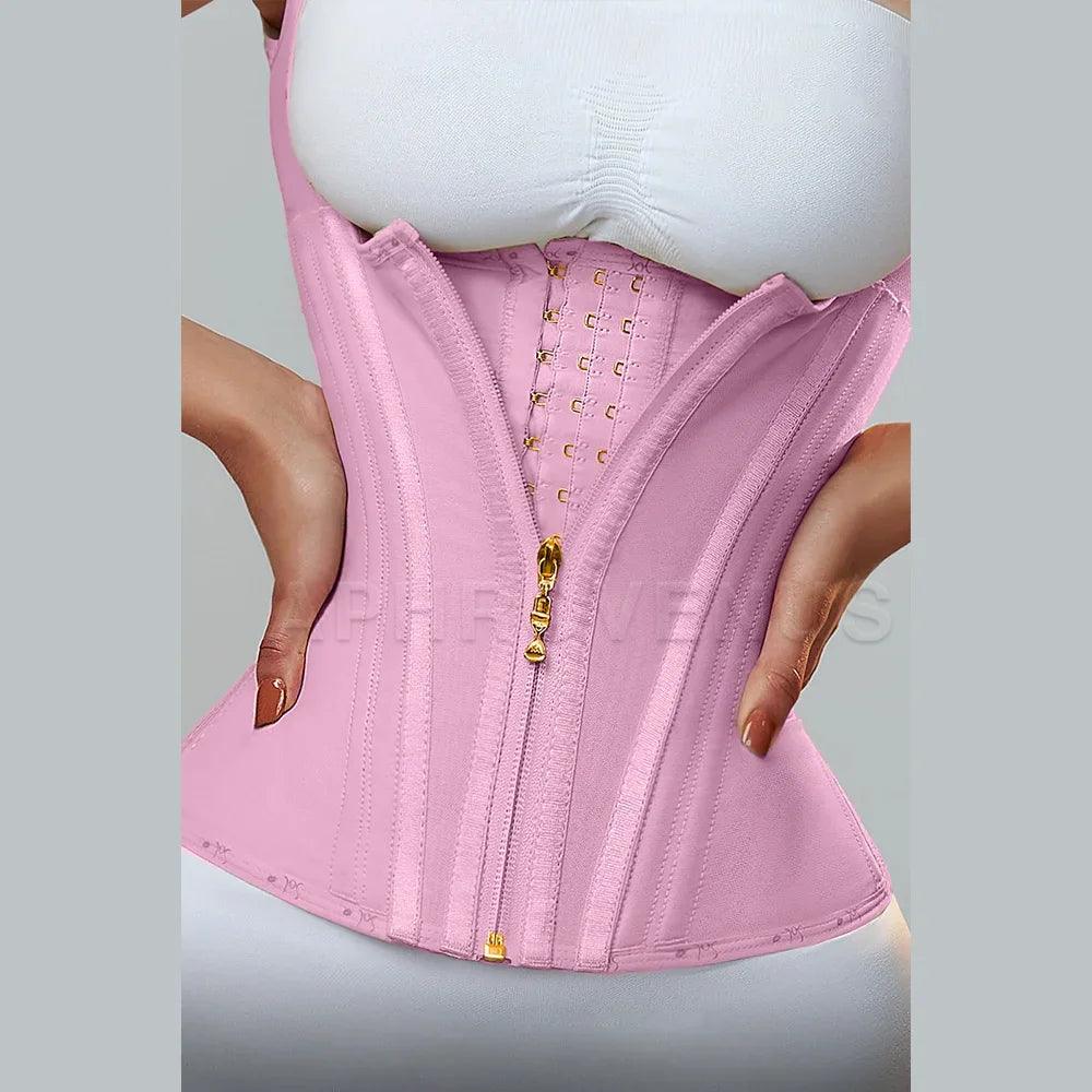 Fajas Colombianas Women Double Compression Waist Trainer Corset with Bone Adjustable Zipper and Hook-eyes Flat Belly Body Shaper-THAT FASHION STORE