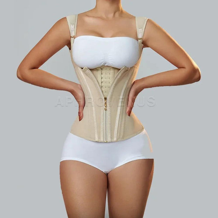 Fajas Colombianas Women Double Compression Waist Trainer Corset with Bone Adjustable Zipper and Hook-eyes Flat Belly Body Shaper-THAT FASHION STORE