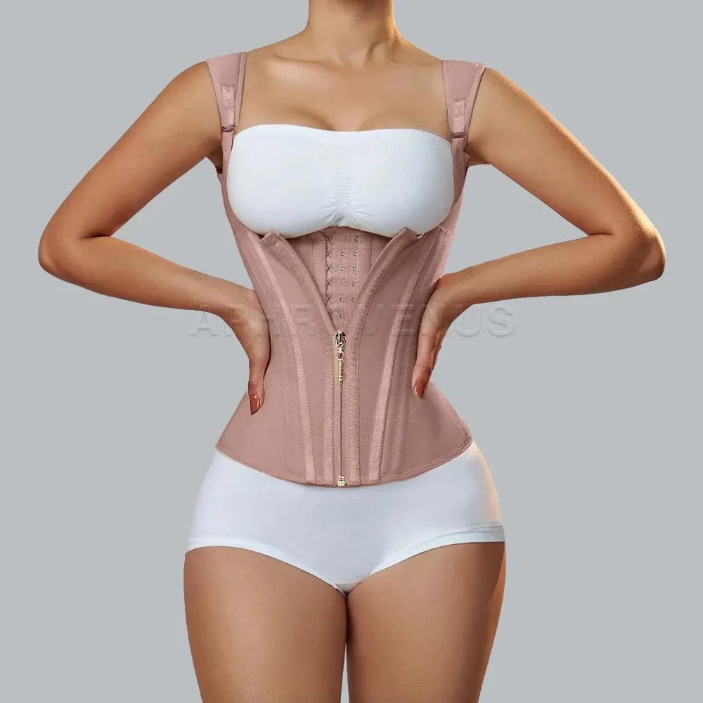 Fajas Colombianas Women Double Compression Waist Trainer Corset with Bone Adjustable Zipper and Hook-eyes Flat Belly Body Shaper-THAT FASHION STORE