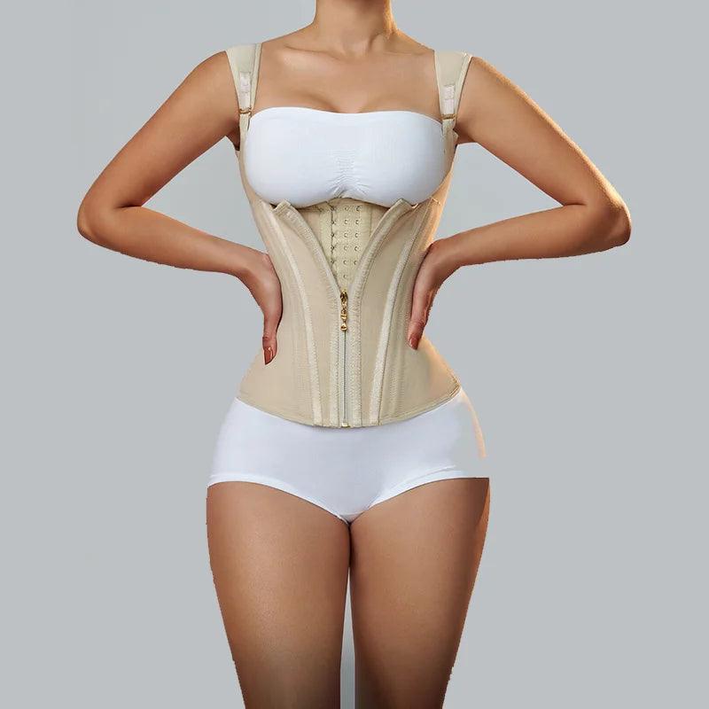 Fajas Colombianas Women Double Compression Waist Trainer Corset with Bone Adjustable Zipper and Hook-eyes Flat Belly Body Shaper-THAT FASHION STORE