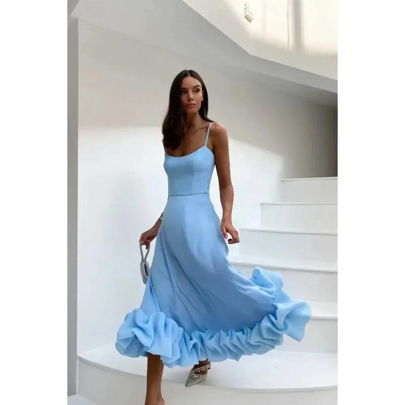 Fashion Dress for Women Sexy High Waist Spaghetti Strap Dress for Women U Neck Sleeveless Backless Elegant Party Formal Dress-THAT FASHION STORE