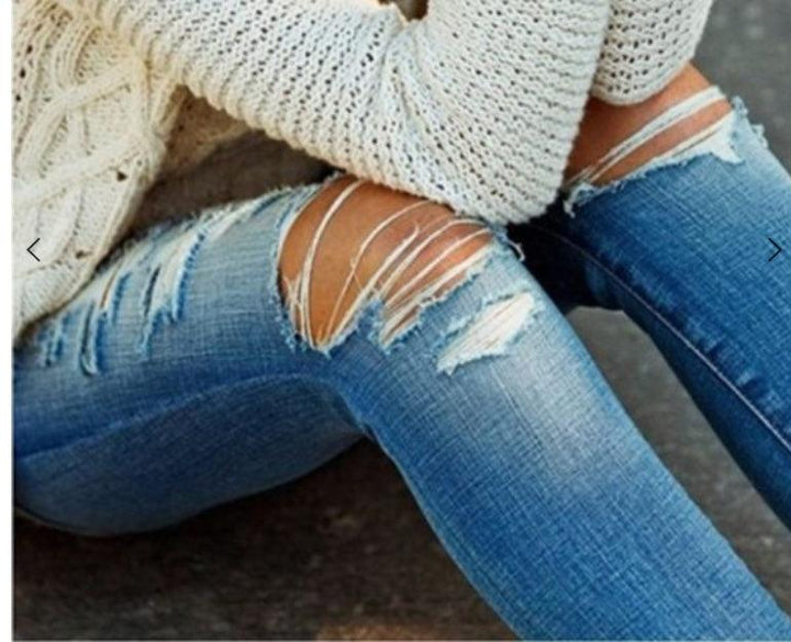 Fashion Personality Stretch Ripped Casual Jeans-THAT FASHION STORE