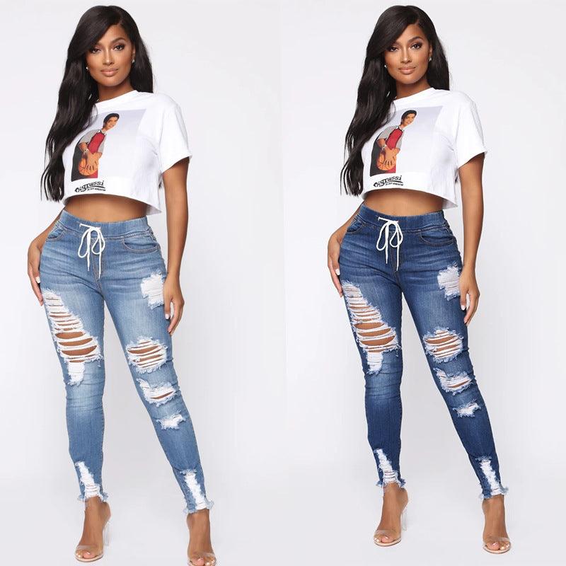 Fashion Stretch Ripped Skinny Hip Jeans-THAT FASHION STORE