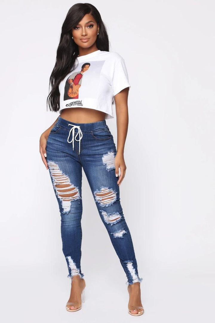 Fashion Stretch Ripped Skinny Hip Jeans-THAT FASHION STORE