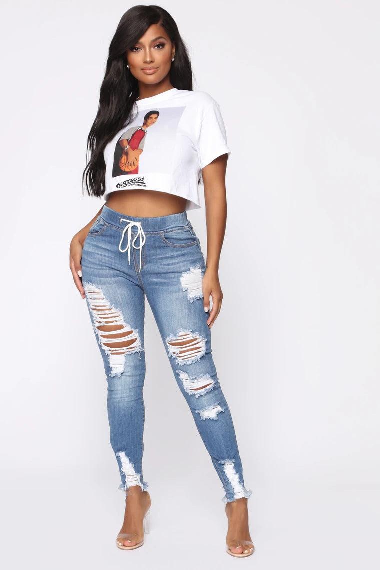 Fashion Stretch Ripped Skinny Hip Jeans-THAT FASHION STORE