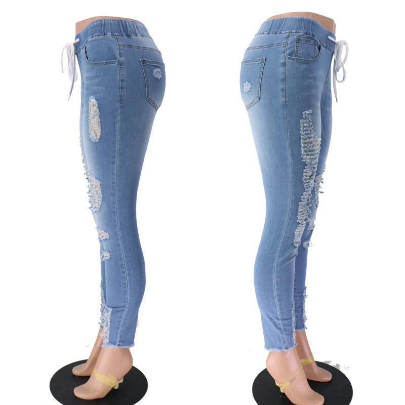 Fashion Stretch Ripped Skinny Hip Jeans-THAT FASHION STORE