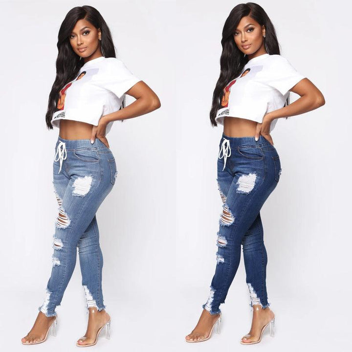 Fashion Stretch Ripped Skinny Hip Jeans-THAT FASHION STORE