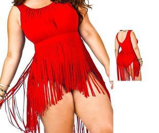 Plus Size Underwire One-Piece Swimwear with Tassels for XL-6XL Women - THAT FASHION STORE