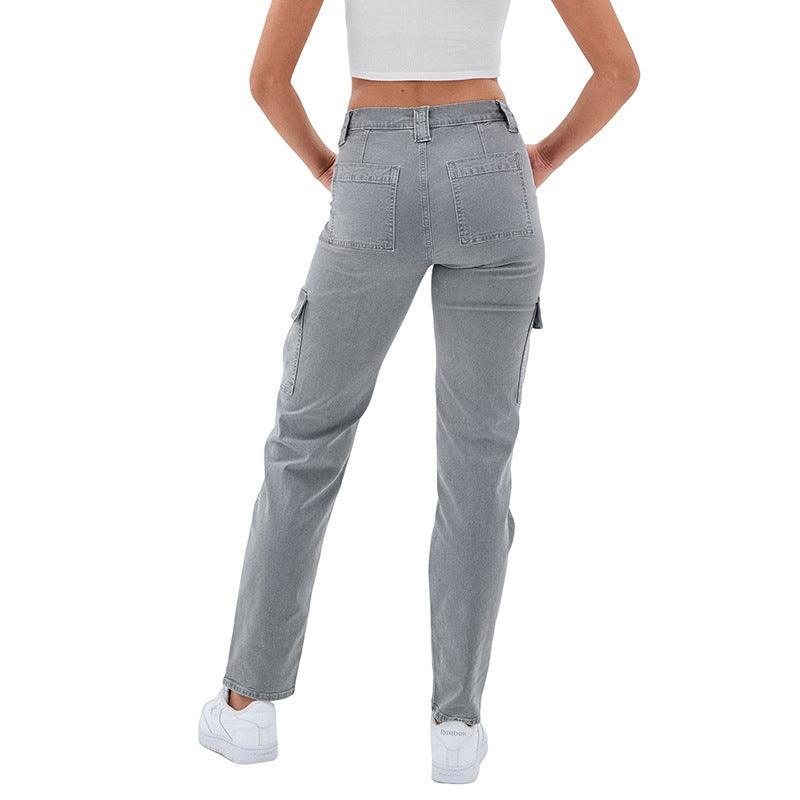 Women's Jeans Multi-bag High Waist Wash Straight-THAT FASHION STORE