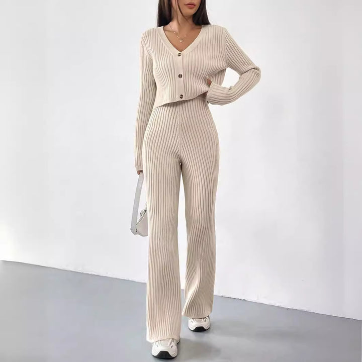 Women's Clothing Straight-leg Pants V-neck Washing And Drying Suit - THAT FASHION STORE