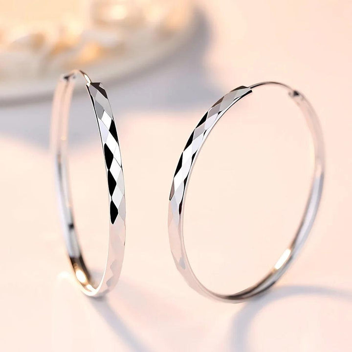 Fine 925 Sterling Silver Luxury 5CM Big Circle Hoop Earrings for Women Charms Original Designer Party Wedding Jewelry Gifts-THAT FASHION STORE