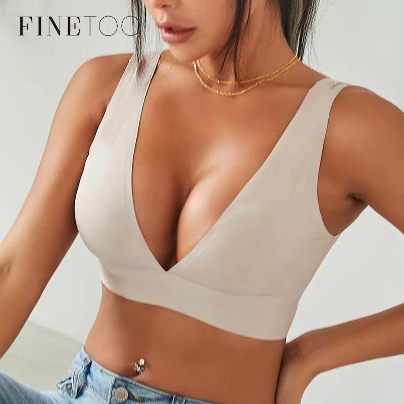 FINETOO Deep V Women Bras Push Up Padded Tops Female Sexy Wireless Underwear Ladies Plus Size Bralette Girls Intimates Lingerie-THAT FASHION STORE