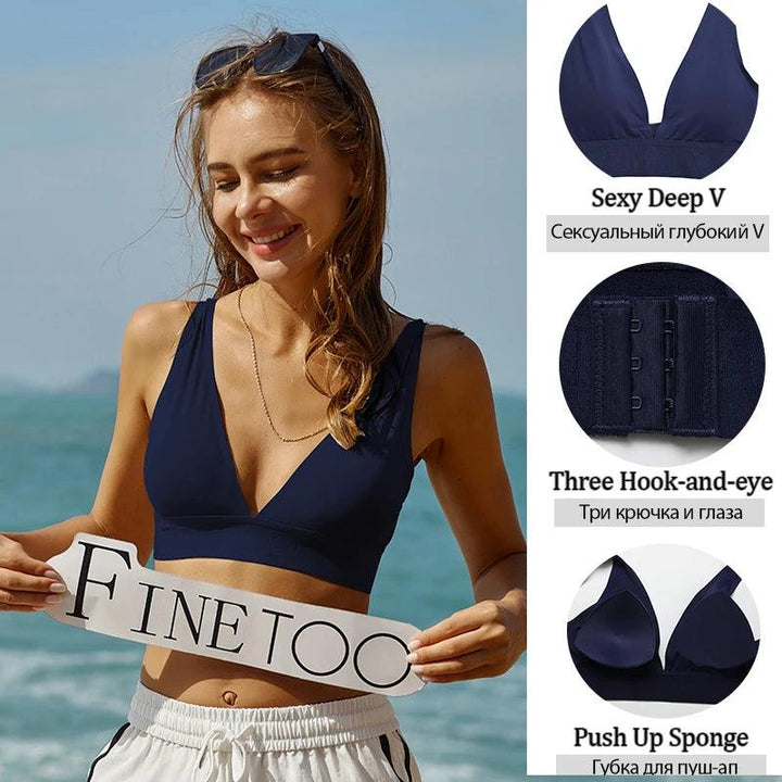 FINETOO Deep V Women Bras Push Up Padded Tops Female Sexy Wireless Underwear Ladies Plus Size Bralette Girls Intimates Lingerie-THAT FASHION STORE