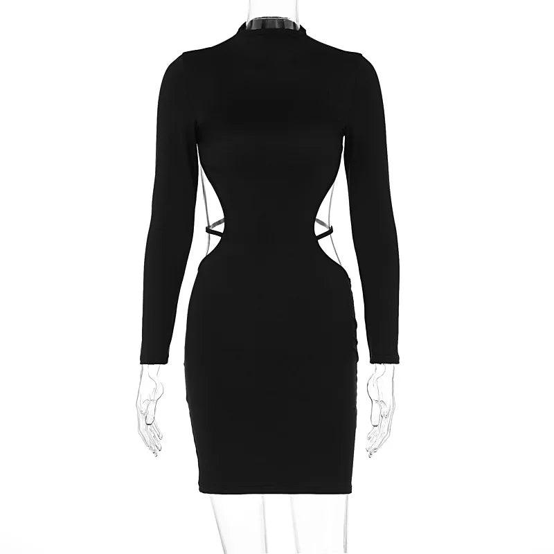 Gtpdpllt Sexy Backless Bandage Mini Dress Elegant Outfits For Women Party Club Long Sleeve Bodycon Dresses In Black Vestido-THAT FASHION STORE