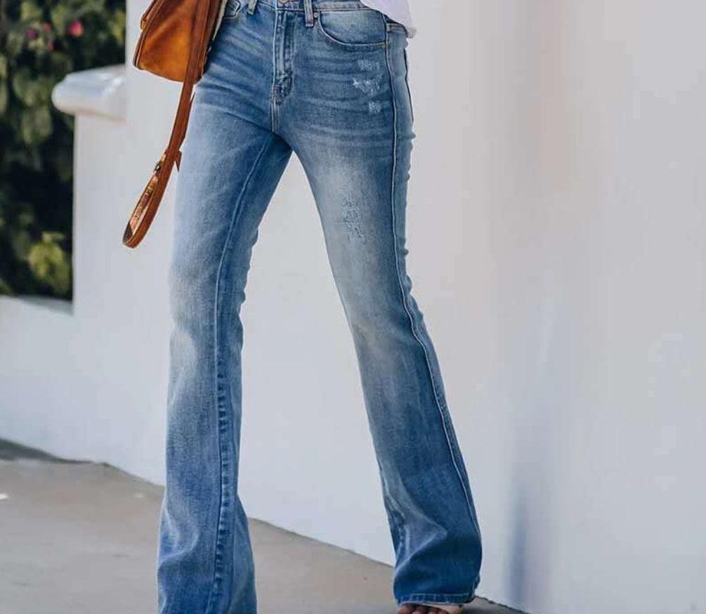 High-rise stretch bootcut jeans-THAT FASHION STORE