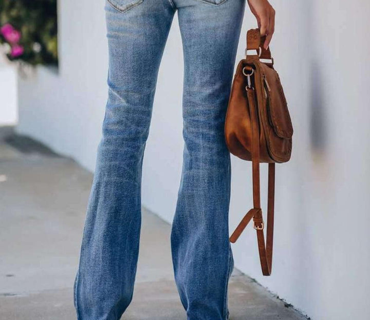 High-rise stretch bootcut jeans-THAT FASHION STORE