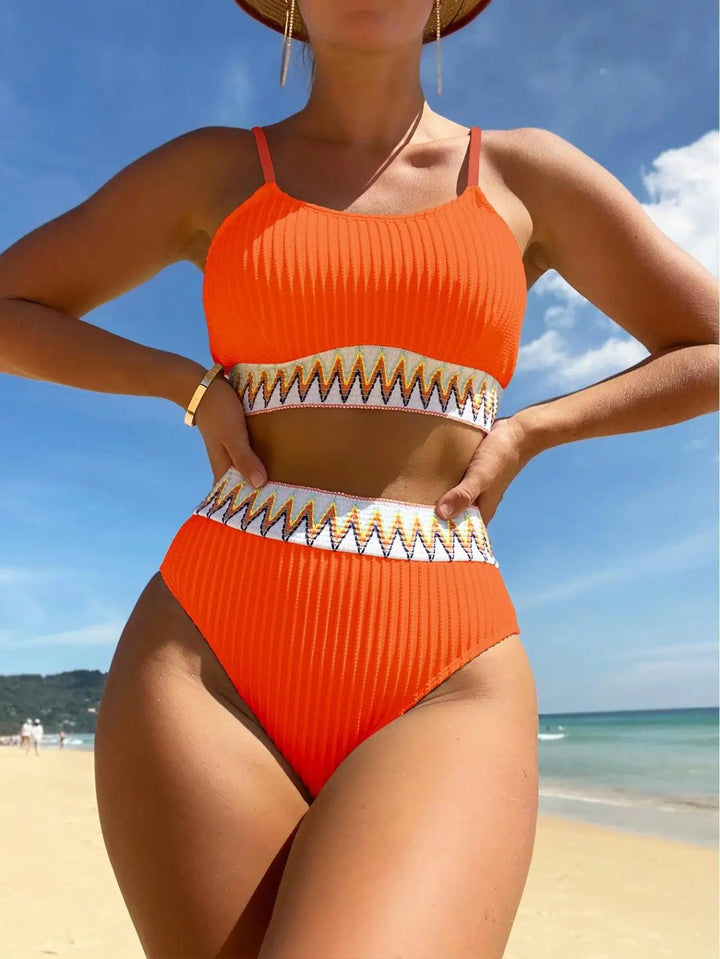 High Waist Bikini 2023 Women Sports Swimwear Female Sexy Swimsuit Solid Beachwear Bathing Swimming Swim Suit Summer Beachwear-THAT FASHION STORE