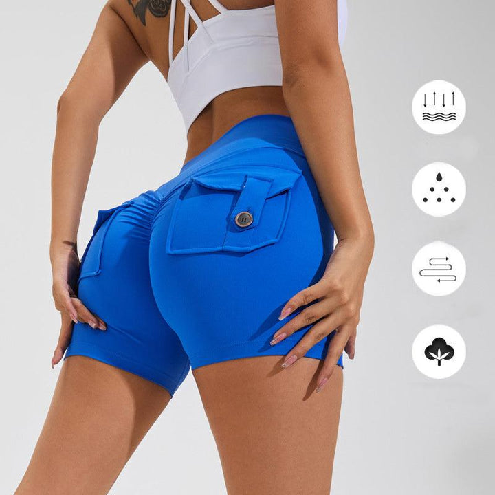 High Waist Hip Lifting Shorts With Pockets Quick Dry Yoga Fitness Sports Pants Summer Women Clothes-THAT FASHION STORE