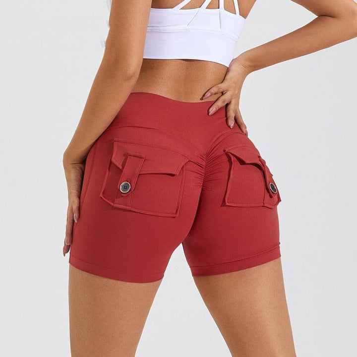 High Waist Hip Lifting Shorts With Pockets Quick Dry Yoga Fitness Sports Pants Summer Women Clothes-THAT FASHION STORE