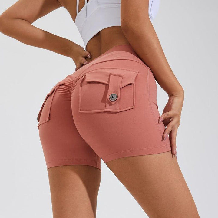 High Waist Hip Lifting Shorts With Pockets Quick Dry Yoga Fitness Sports Pants Summer Women Clothes-THAT FASHION STORE