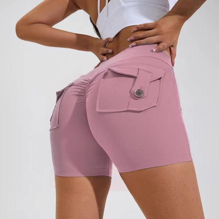 High Waist Hip Lifting Shorts With Pockets Quick Dry Yoga Fitness Sports Pants Summer Women Clothes-THAT FASHION STORE