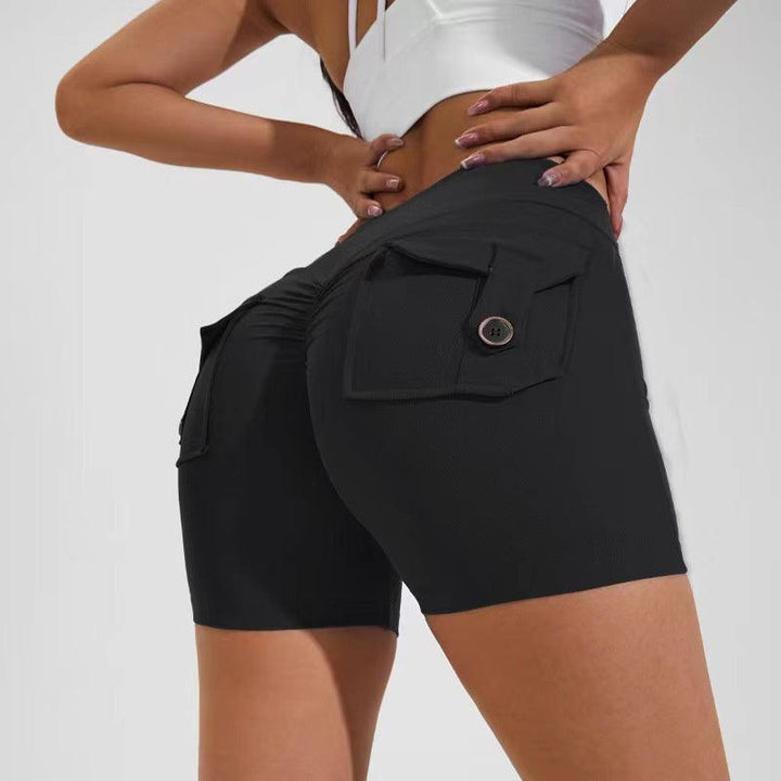 High Waist Hip Lifting Shorts With Pockets Quick Dry Yoga Fitness Sports Pants Summer Women Clothes-THAT FASHION STORE