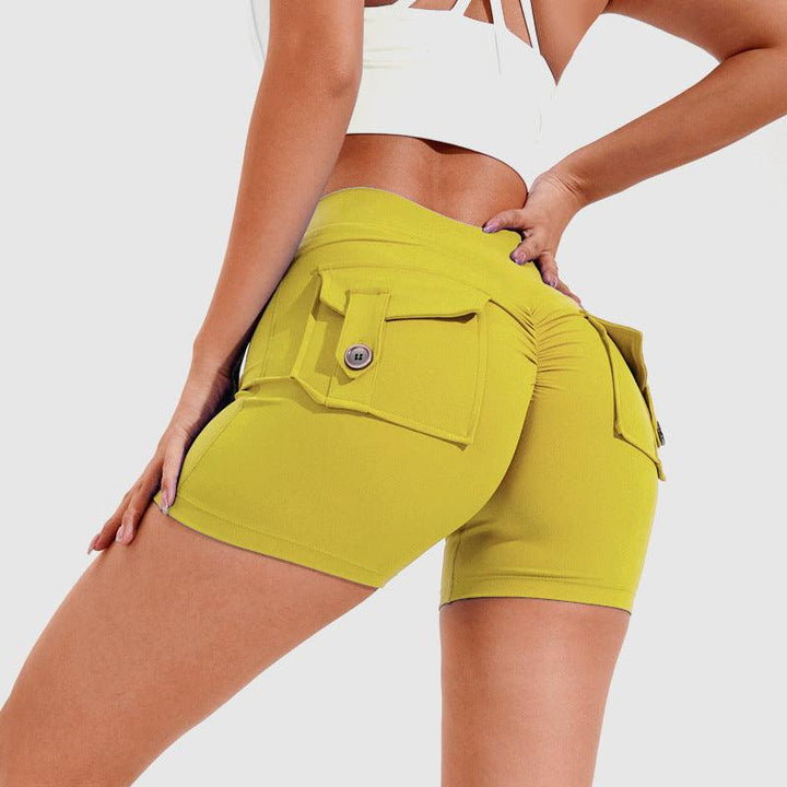 High Waist Hip Lifting Shorts With Pockets Quick Dry Yoga Fitness Sports Pants Summer Women Clothes-THAT FASHION STORE