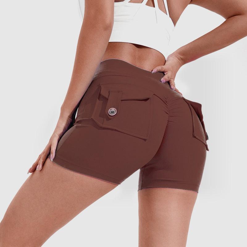 High Waist Hip Lifting Shorts With Pockets Quick Dry Yoga Fitness Sports Pants Summer Women Clothes-THAT FASHION STORE