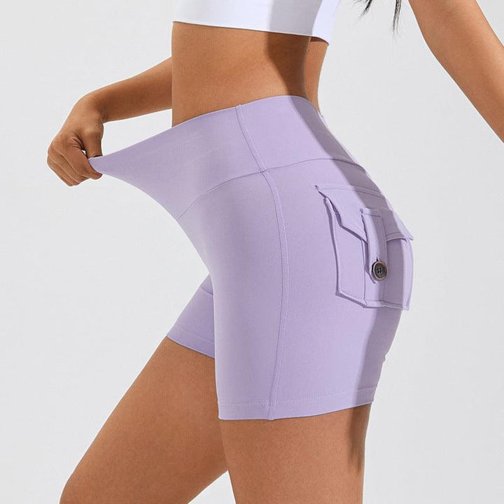 High Waist Hip Lifting Shorts With Pockets Quick Dry Yoga Fitness Sports Pants Summer Women Clothes-THAT FASHION STORE