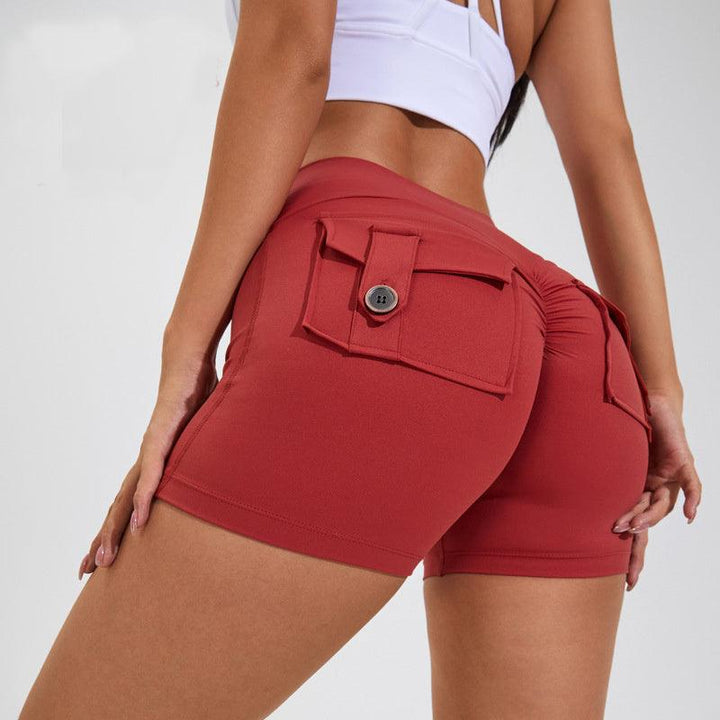 High Waist Hip Lifting Shorts With Pockets Quick Dry Yoga Fitness Sports Pants Summer Women Clothes-THAT FASHION STORE