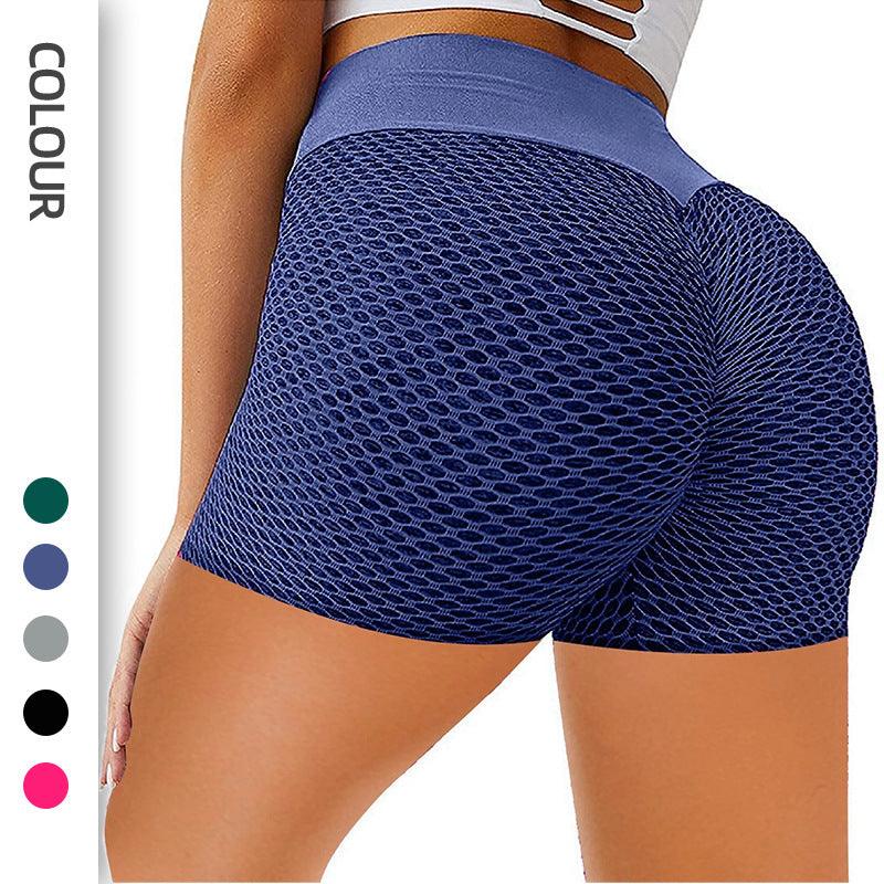 Honeycomb Design Yoga Pants Solid Color Hip-lifting Fitness Sports Shorts For Women-THAT FASHION STORE