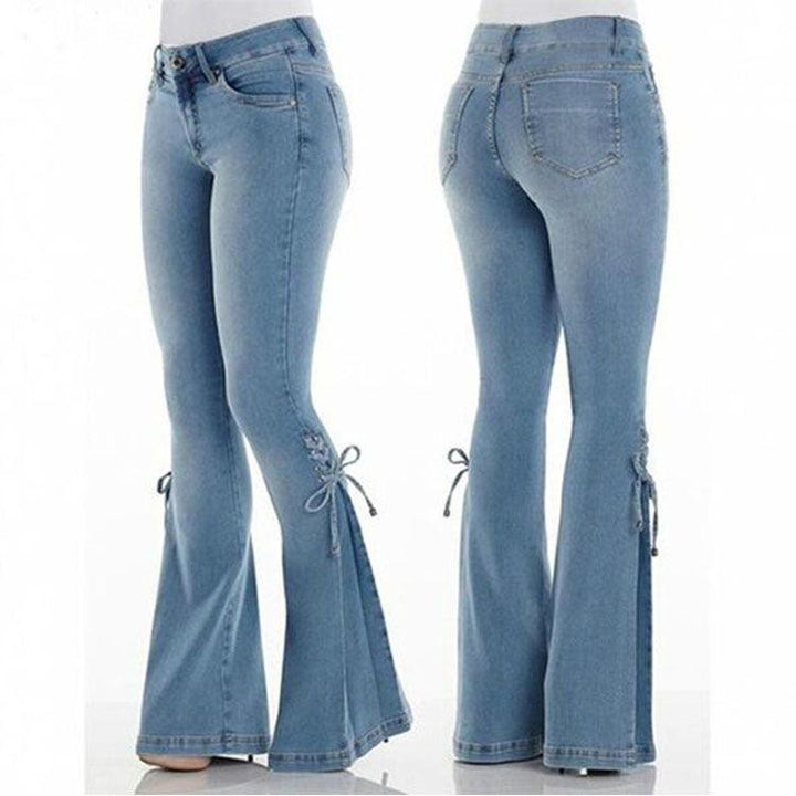 Ladies jeans mid-waisted denim trousers stretch jeans-THAT FASHION STORE