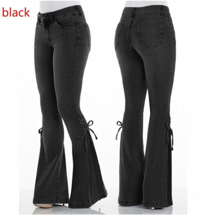 Ladies jeans mid-waisted denim trousers stretch jeans-THAT FASHION STORE