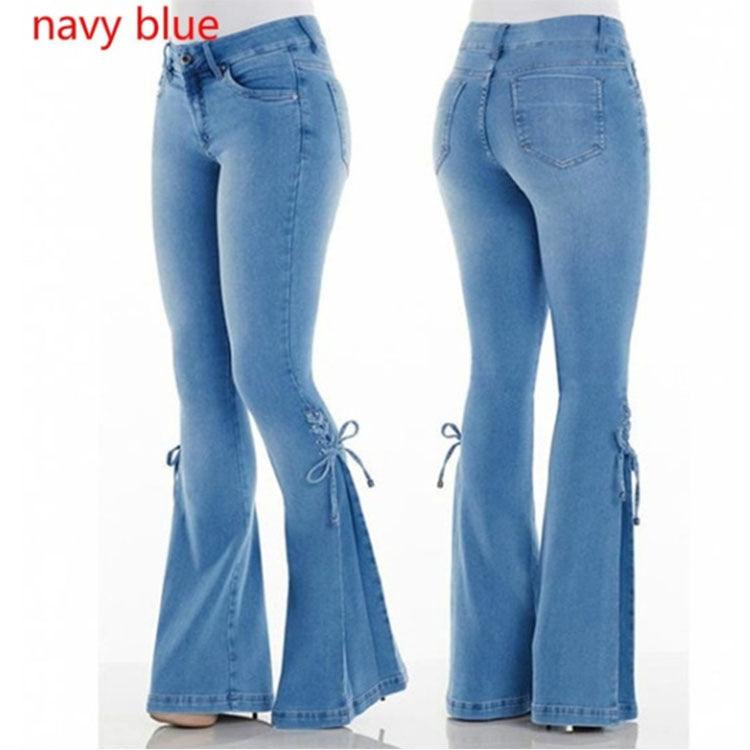 Ladies jeans mid-waisted denim trousers stretch jeans-THAT FASHION STORE