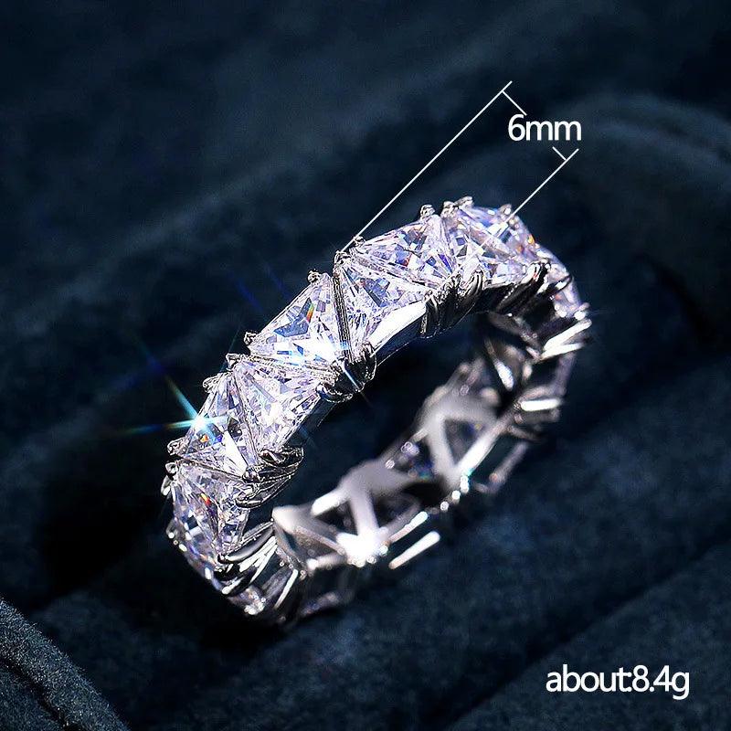 Luxurious 925 Sterling Silver Ring, Triangular Zircon Ring with Aaa Zircon Crystal, Engagement Jewelry Gift for Women-THAT FASHION STORE