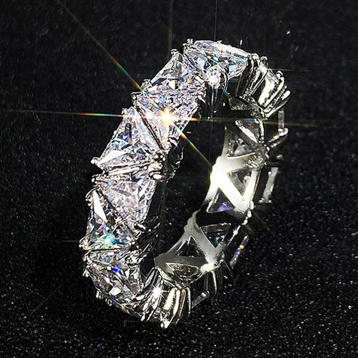 Luxurious 925 Sterling Silver Ring, Triangular Zircon Ring with Aaa Zircon Crystal, Engagement Jewelry Gift for Women-THAT FASHION STORE