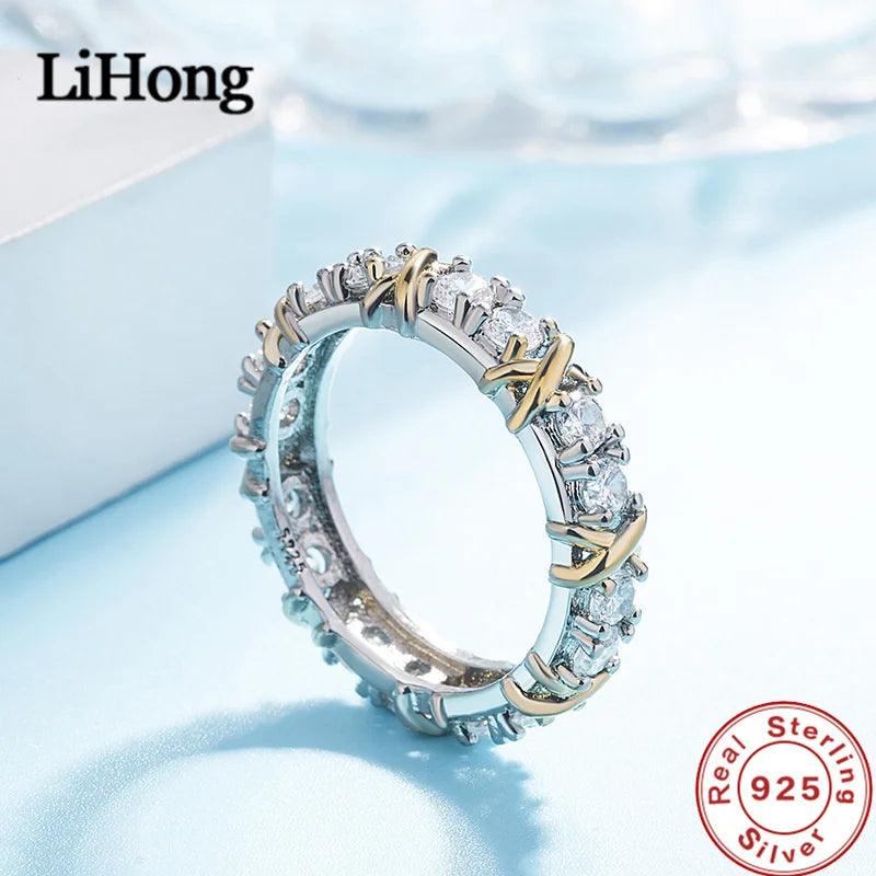 Luxury 925 Sterling Silver Ring Interlaced With Aaa Zircon Crystal Ring For A Woman'S Engagement Jewelry Gift-THAT FASHION STORE